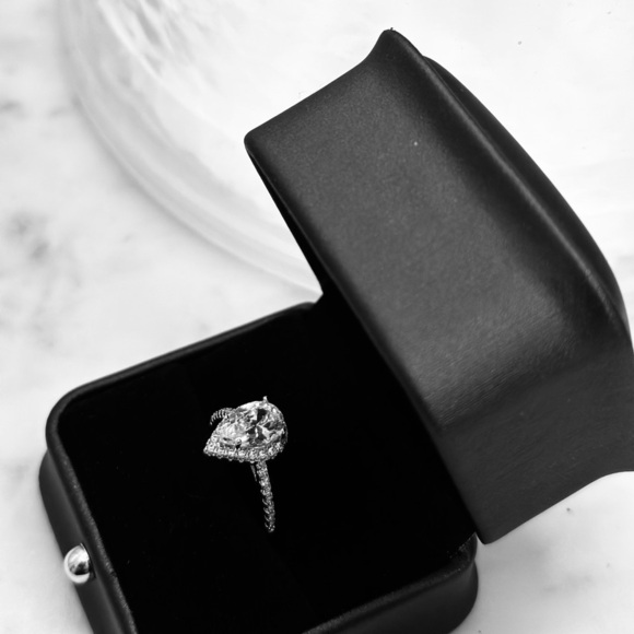 Water Drop Design Ring Micro Paved Crystal Zircon 14K over silver SZ 7 🎁🎄 - Picture 6 of 6